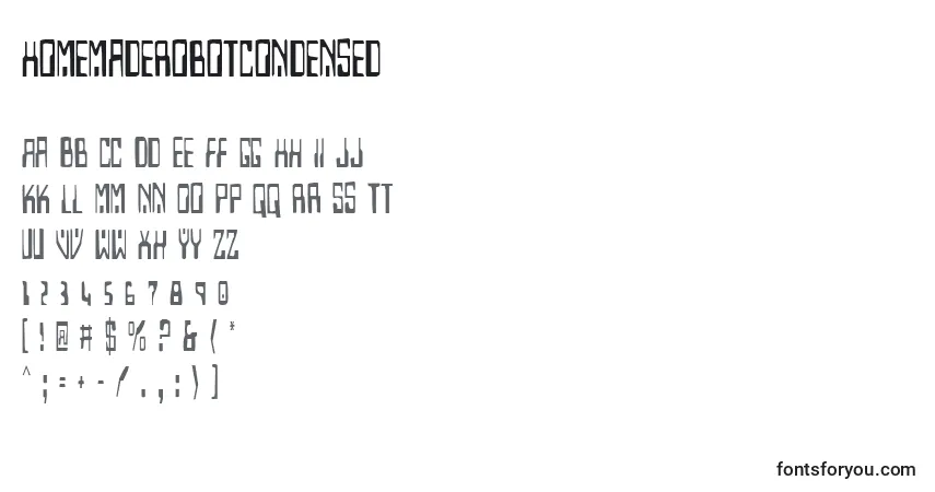 Czcionka HomemadeRobotCondensed – alfabet, cyfry, specjalne znaki