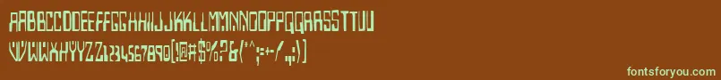 フォントHomemadeRobotCondensed – 緑色の文字が茶色の背景にあります。
