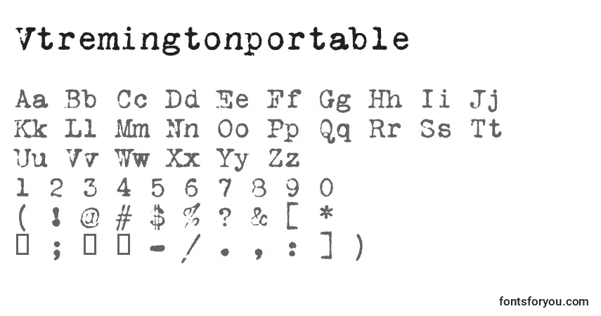 Czcionka Vtremingtonportable – alfabet, cyfry, specjalne znaki