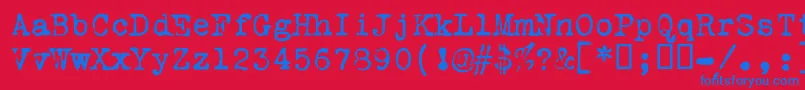 Vtremingtonportable-Schriftart – Blaue Schriften auf rotem Hintergrund