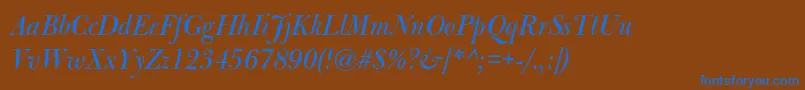 Czcionka BulmermtstdItalicdisplay – niebieskie czcionki na brązowym tle