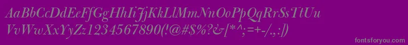 BulmermtstdItalicdisplay-Schriftart – Graue Schriften auf violettem Hintergrund