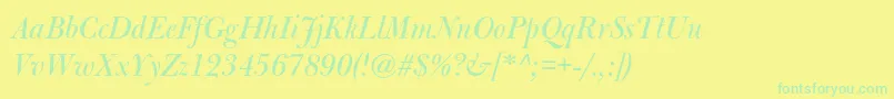 BulmermtstdItalicdisplay Font – Green Fonts on Yellow Background