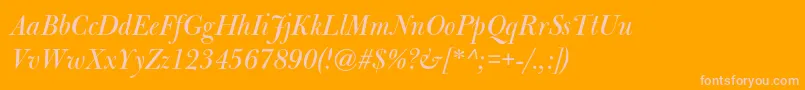 BulmermtstdItalicdisplay-Schriftart – Rosa Schriften auf orangefarbenem Hintergrund