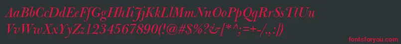 BulmermtstdItalicdisplay Font – Red Fonts on Black Background