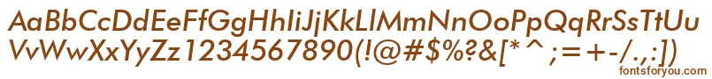 FuturaMediumItalicBt Font – Brown Fonts on White Background