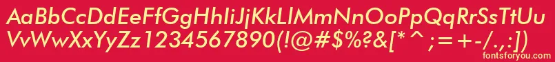 フォントFuturaMediumItalicBt – 黄色の文字、赤い背景