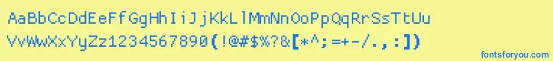 Fonte Proggycleanszbp – fontes azuis em um fundo amarelo
