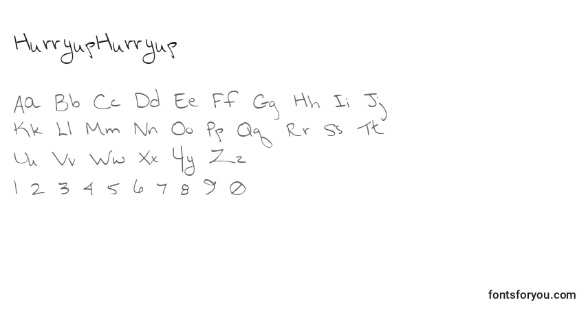 Czcionka HurryupHurryup – alfabet, cyfry, specjalne znaki