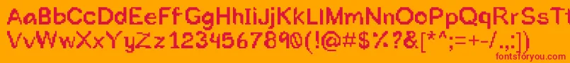 Toomuchink-Schriftart – Rote Schriften auf orangefarbenem Hintergrund