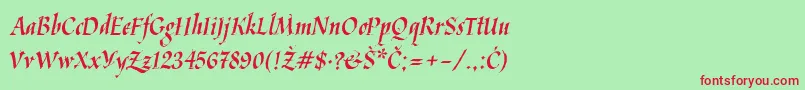 Kaligraflatin Font – Red Fonts on Green Background