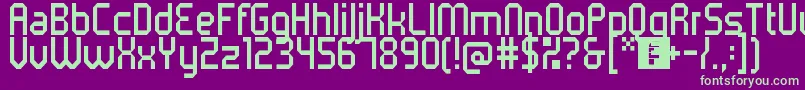 5metrikLightCondensed-Schriftart – Grüne Schriften auf violettem Hintergrund