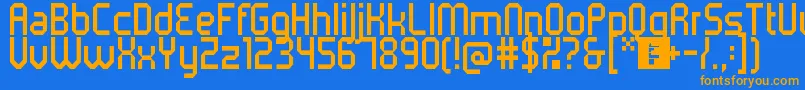 5metrikLightCondensed Font – Orange Fonts on Blue Background