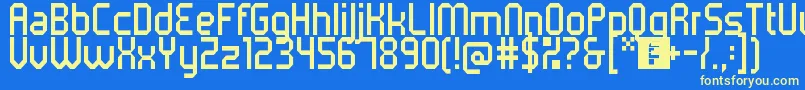 5metrikLightCondensed Font – Yellow Fonts on Blue Background