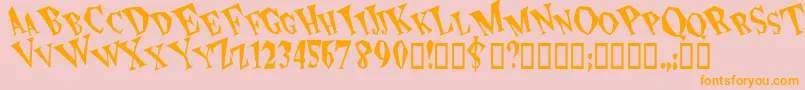フォントSpunk – オレンジの文字がピンクの背景にあります。