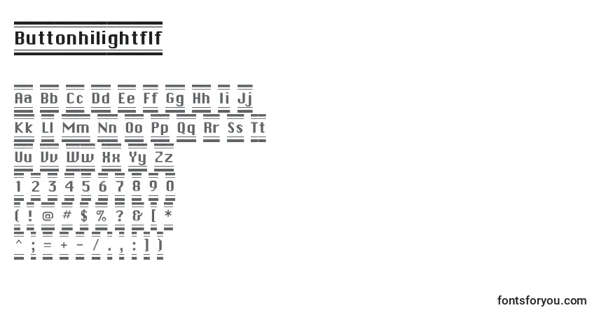 Czcionka Buttonhilightflf – alfabet, cyfry, specjalne znaki
