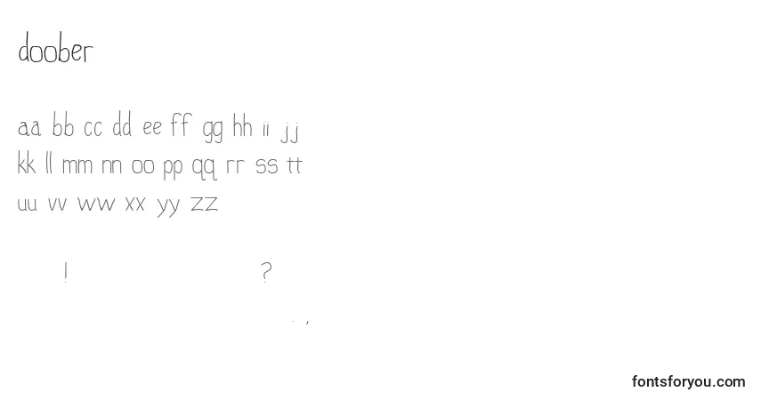 Czcionka Doober – alfabet, cyfry, specjalne znaki