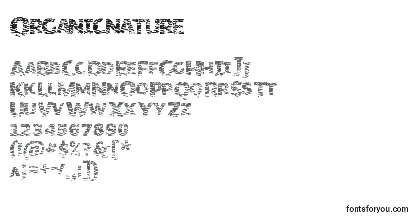 Schriftart Organicnature – Alphabet, Zahlen, spezielle Symbole