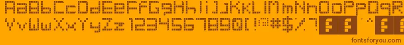 RetroParty-Schriftart – Braune Schriften auf orangefarbenem Hintergrund