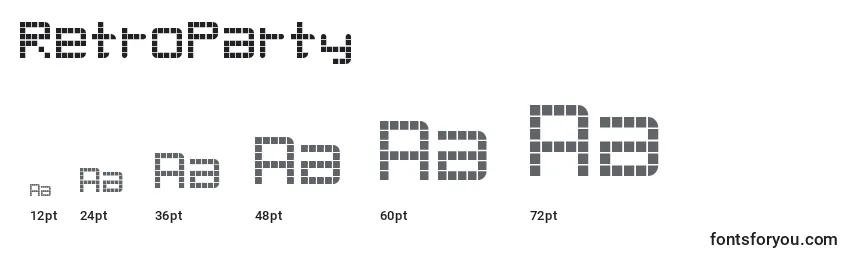 RetroParty Font Sizes