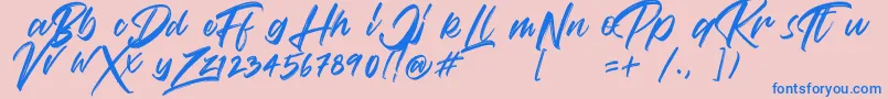 VaughanHandstylishfontDemo-Schriftart – Blaue Schriften auf rosa Hintergrund