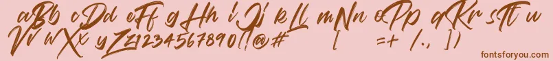 Шрифт VaughanHandstylishfontDemo – коричневые шрифты на розовом фоне