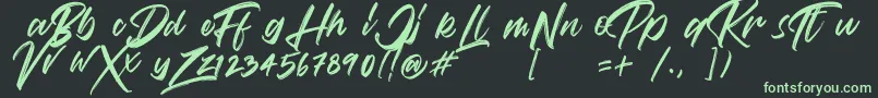 Шрифт VaughanHandstylishfontDemo – зелёные шрифты на чёрном фоне