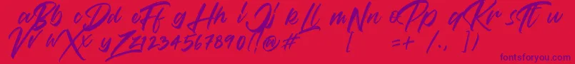 VaughanHandstylishfontDemo-fontti – violetit fontit punaisella taustalla