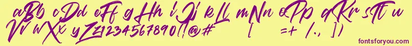 VaughanHandstylishfontDemo Font – Purple Fonts on Yellow Background