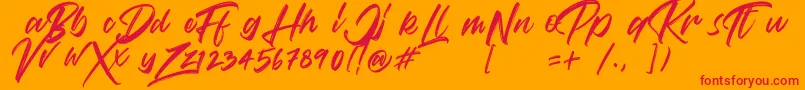フォントVaughanHandstylishfontDemo – オレンジの背景に赤い文字