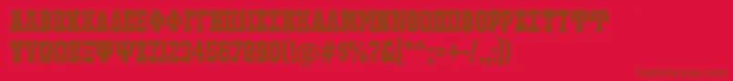 Подробнее о шрифте JackportGreekNcv Шрифт JackportGreekNcv – коричневые шрифты на красном фоне