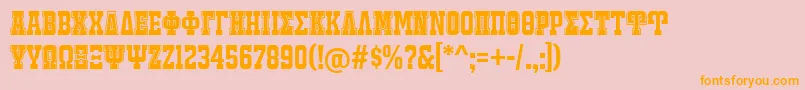 Fonte JackportGreekNcv – fontes laranjas em um fundo rosa
