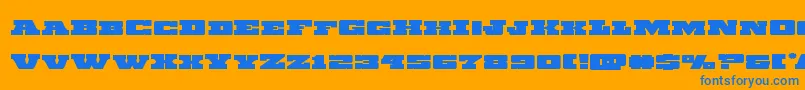 Chicagoexpressexpand-Schriftart – Blaue Schriften auf orangefarbenem Hintergrund