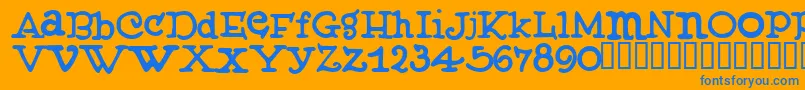 Muffy ffy Font – Blue Fonts on Orange Background