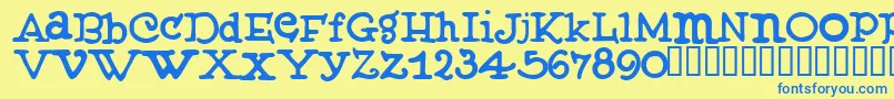 Muffy ffy Font – Blue Fonts on Yellow Background