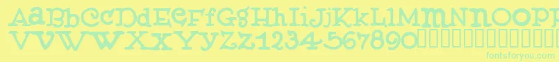 Muffy ffy Font – Green Fonts on Yellow Background