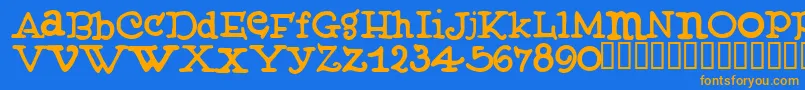 Muffy ffy Font – Orange Fonts on Blue Background