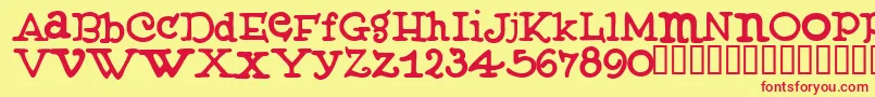 Muffy ffy Font – Red Fonts on Yellow Background