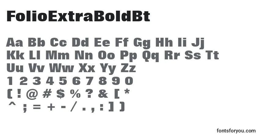 A fonte FolioExtraBoldBt – alfabeto, números, caracteres especiais