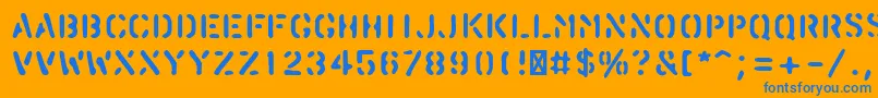 PfstampsproBlur-Schriftart – Blaue Schriften auf orangefarbenem Hintergrund