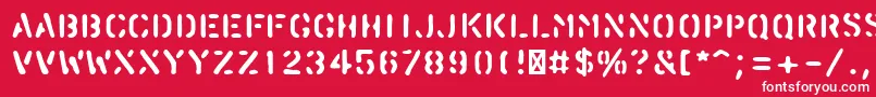 Fonte PfstampsproBlur – fontes brancas em um fundo vermelho