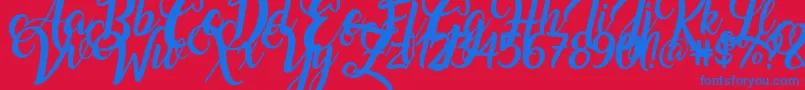 フォントAmarillo – 赤い背景に青い文字