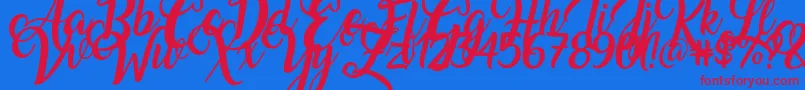 Amarillo Font – Red Fonts on Blue Background