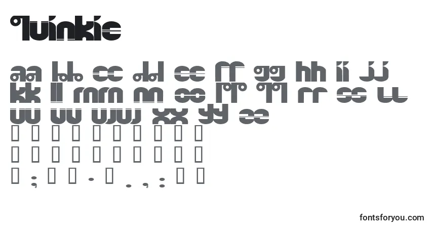 Czcionka Quinkie – alfabet, cyfry, specjalne znaki