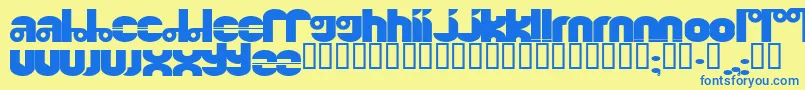 フォントQuinkie – 青い文字が黄色の背景にあります。