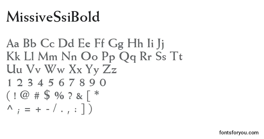 A fonte MissiveSsiBold – alfabeto, números, caracteres especiais
