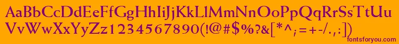 MissiveSsiBold-Schriftart – Violette Schriften auf orangefarbenem Hintergrund