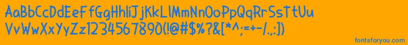 SawyersWhitewash-Schriftart – Blaue Schriften auf orangefarbenem Hintergrund