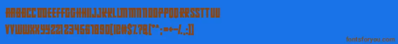 フォントRussianDollmaker – 茶色の文字が青い背景にあります。