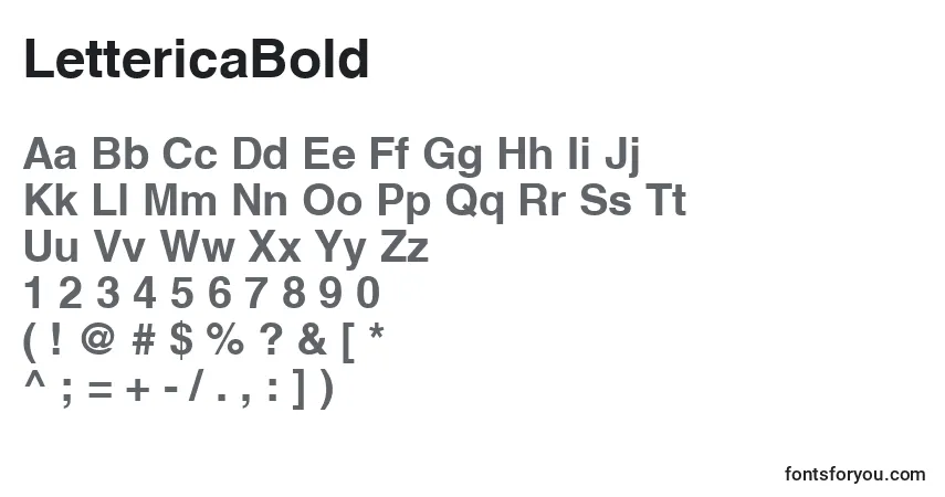 A fonte LettericaBold – alfabeto, números, caracteres especiais